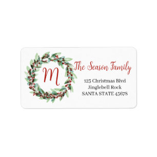 Customisable Monogram Label Christmas