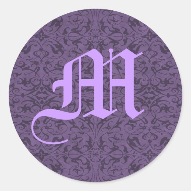 Customisable Monogram M Classic Round Sticker (Front)