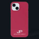 Customisable Monogram Name Template Viva Magenta iPhone 15 Case<br><div class="desc">Viva Magenta And White Customisable Template Modern Elegant Monogram Phone Cases & Accessories / iPhone Cases / Apple iPhone 15 Cases.</div>