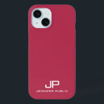 Customisable Monogram Name Template Viva Magenta iPhone 15 Case<br><div class="desc">Viva Magenta And White Customisable Template Modern Elegant Monogram Phone Cases & Accessories / iPhone Cases / Apple iPhone 15 Cases.</div>