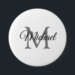 Customisable Monogram Name White Template Large 7.5 Cm Round Badge<br><div class="desc">Customisable Monogram Name White Template Elegant Trendy Large Round Button.</div>