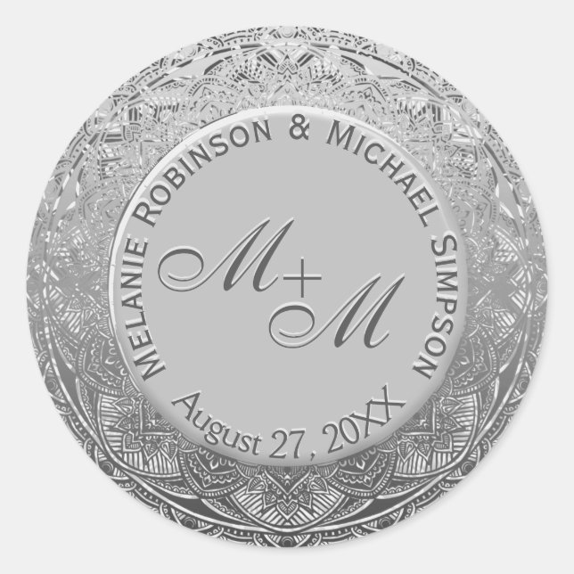 Customisable Monogram Silver Wedding Seal (Front)