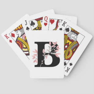 Customisable Monogram Single Letter w/Pink Floral Playing Cards