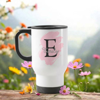 Customisable Monogram Travel Mug with Colour Accen