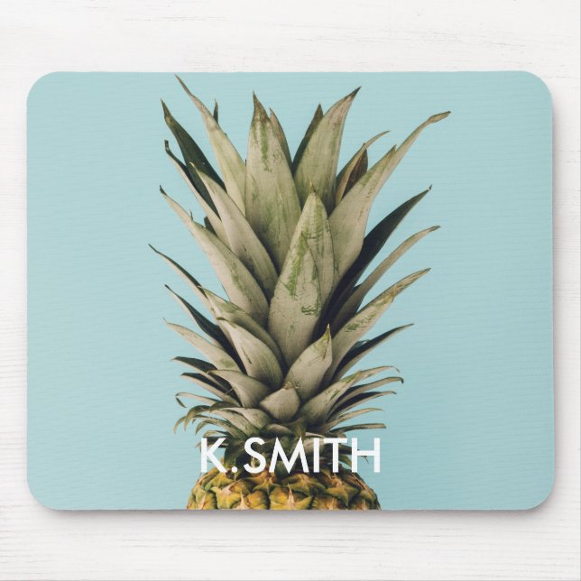 Customisable. Monogram. Tropical. Pineapple. Mouse Pad (Front)