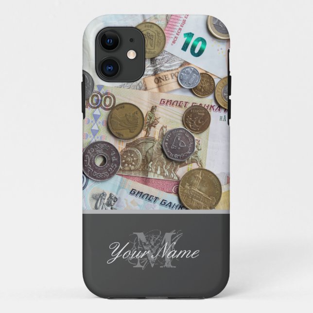 Customisable Monogram with coins and bank notes! Case-Mate iPhone Case (Back)