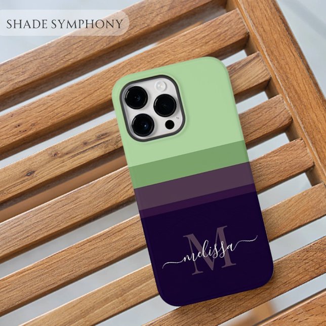 Customisable Monogram with Cute Stripe Colour Bloc Case-Mate iPhone Case (Customizable Monogram with Cute Stripe Color Block Case-Mate iPhone Case)