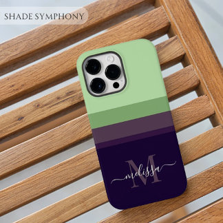 Customisable Monogram with Cute Stripe Colour Bloc iPhone 14 Pro Max Case