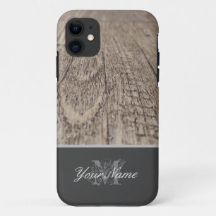 Customisable Monogram with wooden grunge! Case-Mate iPhone Case