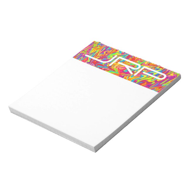 Customisable Monogrammed Abstract Swirl Notepad (Rotated)
