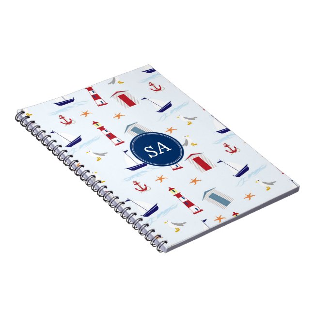 Customisable Monogrammed Nautical Back to School Notebook (Right Side)