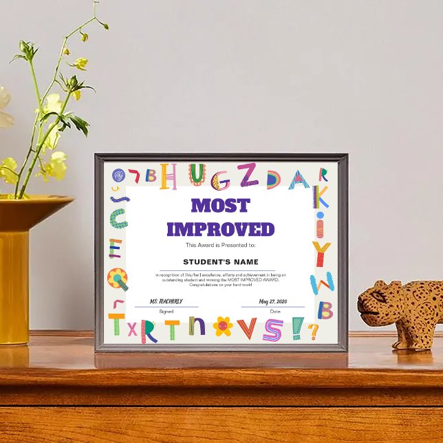 Customisable Most Improved Achievement Class Award (Customizable Most Improved Achievement Class Award)