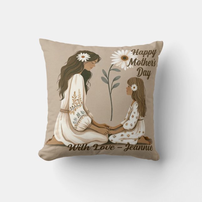 Customisable Mother’s Day. Boho Mother’s Day. Cushion (Front)