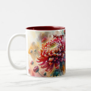 Customisable “Mother’s Day” Whimsical Floral Mum Two-Tone Coffee Mug