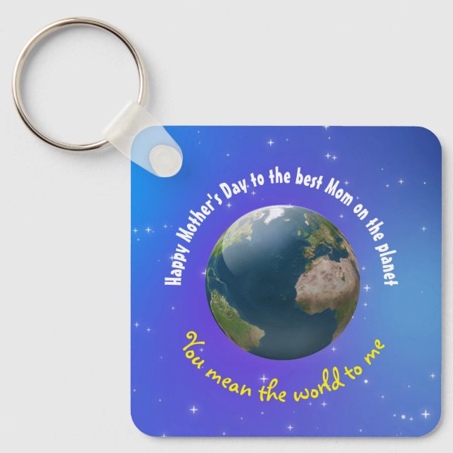 Customisable Mother's Day novelty Earth Key Ring (Front)