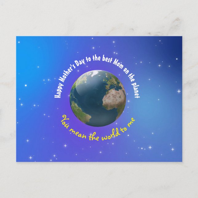 Customisable Mother's Day novelty Earth Postcard (Front)