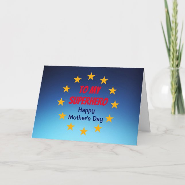 Customisable Mother's Day novelty superhero Card (Front)