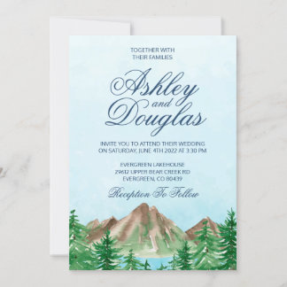 Customisable Mountain Lake Wedding Invitation