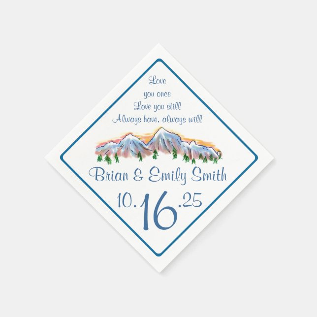 Customisable mountain top artistic paper napkins (Corner)