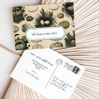 Customisable Moving Announcement // Vintage Bird Postcard