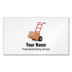 Customisable moving services cart magnetic business card