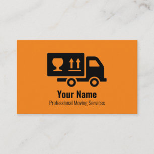 Customisable moving services orange business card