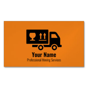 Customisable moving services truck orange magnetic business card