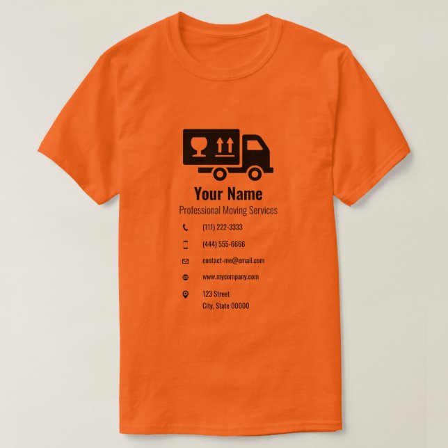 Customisable moving services truck orange T-Shirt (Design Front)