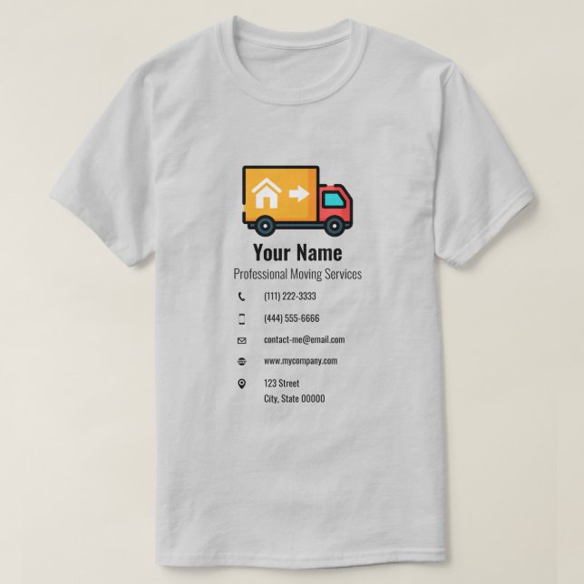 Customisable moving services truck T-Shirt (Design Front)