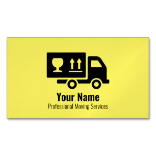 Customisable moving services truck yellow magnetic business card