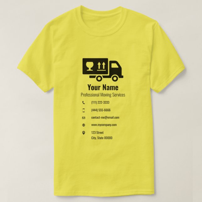 Customisable moving services truck yellow T-Shirt (Design Front)