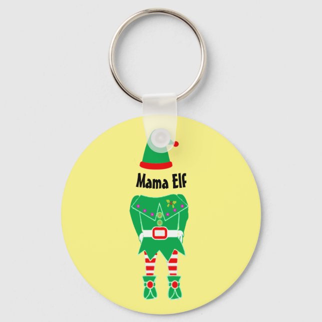 Customisable Mum Christmas Elf Stocking Stuffer Key Ring (Front)