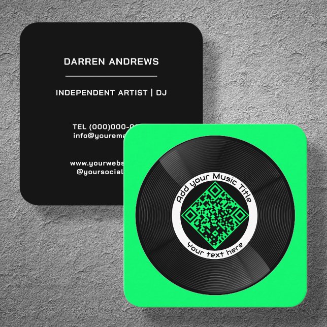 Customisable Music QR Code LP Vinyl |  Square Business Card (Creator Uploaded)