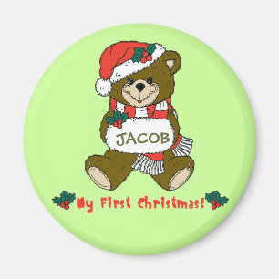 Customisable My First Christmas Teddy Bear Tee Magnet