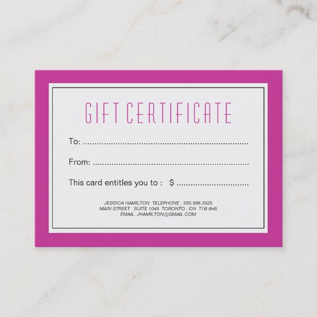 Customisable Nail Salon Gift Certificate (Front)