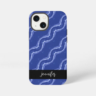 Customisable name Abstract blue waves pattern iPhone 13 Mini Case