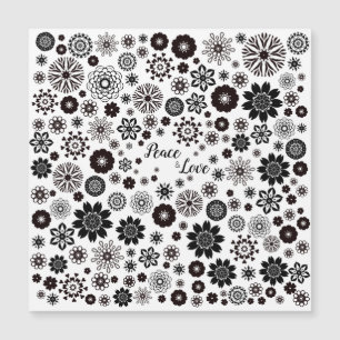 Customisable Name Black and White Floral Pattern