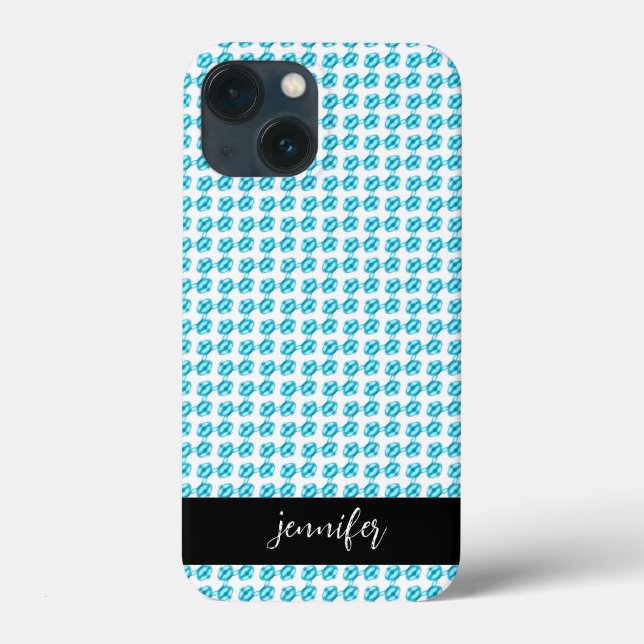 Customisable name Blue pearl pattern  Case-Mate iPhone Case (Back)