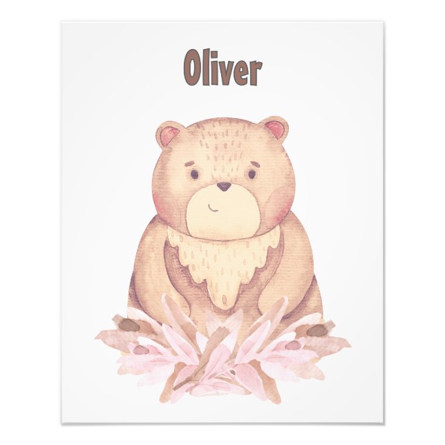 Customisable Name Brown Bear Photo Print (Front)