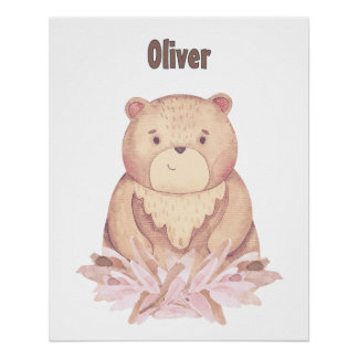 Customisable Name Brown Bear Poster