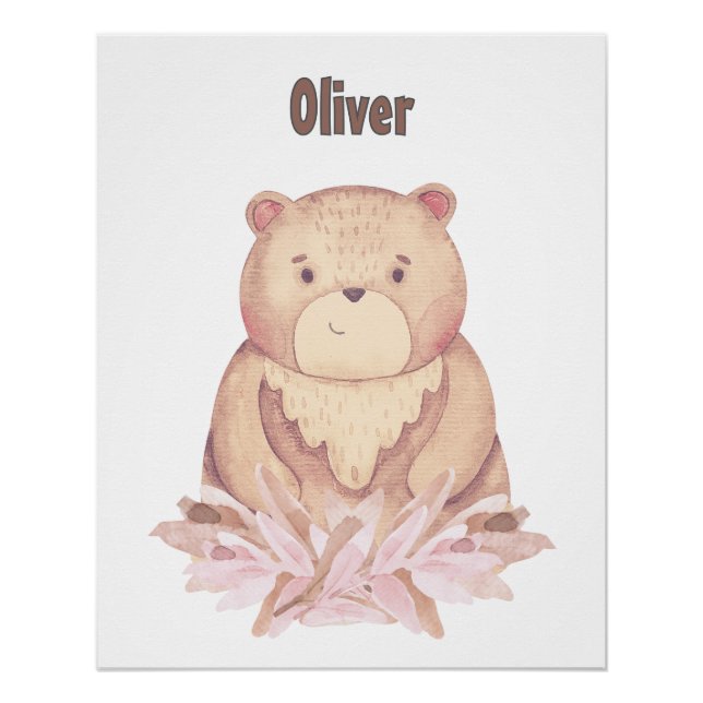 Customisable Name Brown Bear Poster (Front)