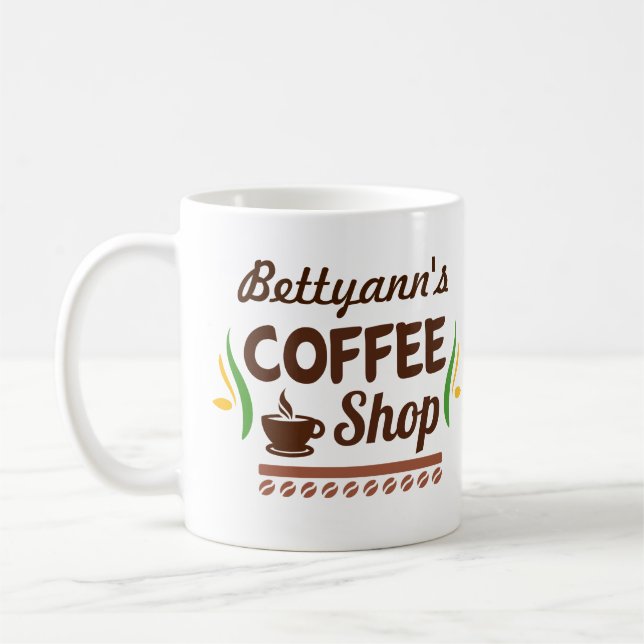Customisable Name Coffee Shop Mug (Left)