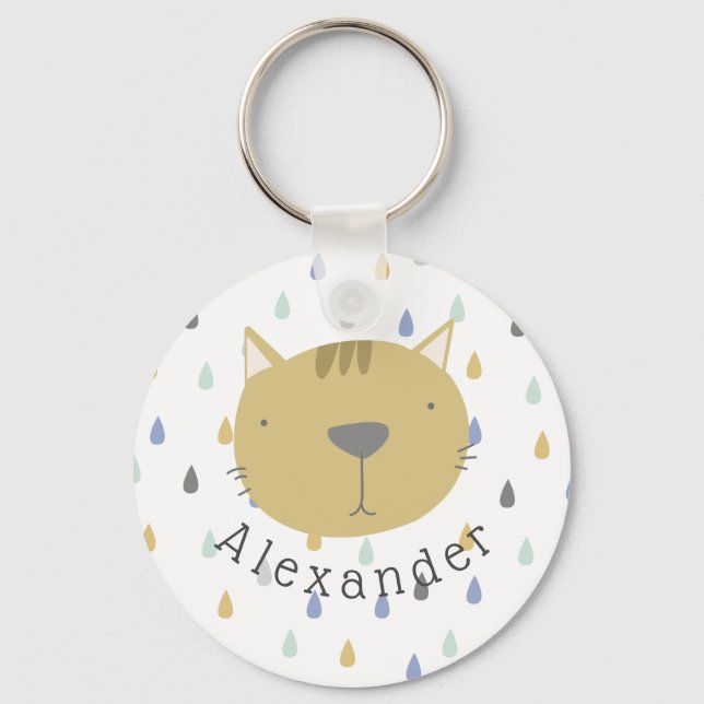 Customisable Name Cute Cat Key Ring (Front)