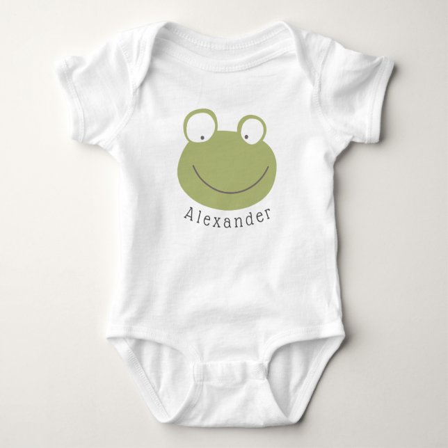 Customisable Name Cute Frog Baby Bodysuit (Front)