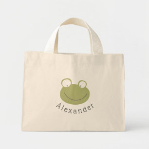 Customisable Name Cute Frog Mini Tote Bag