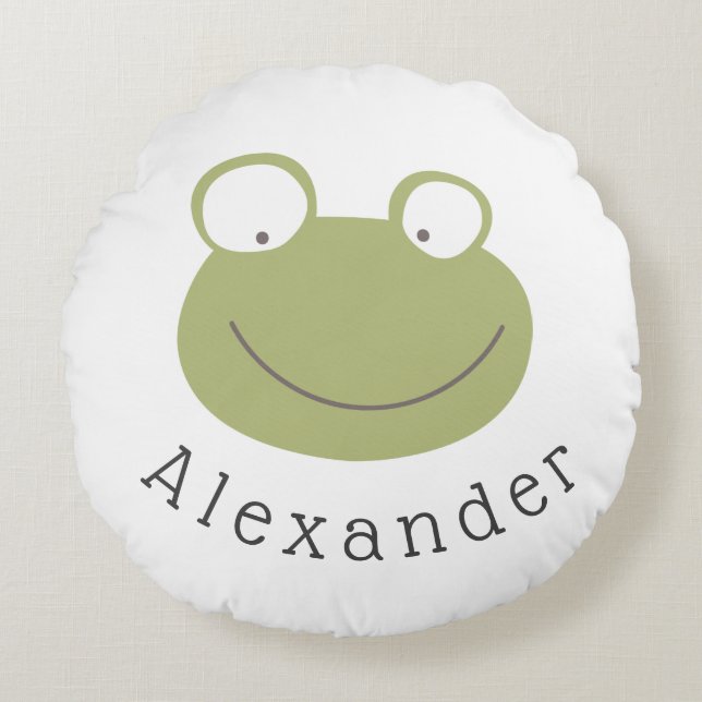 Customisable Name Cute Frog Round Cushion (Front)