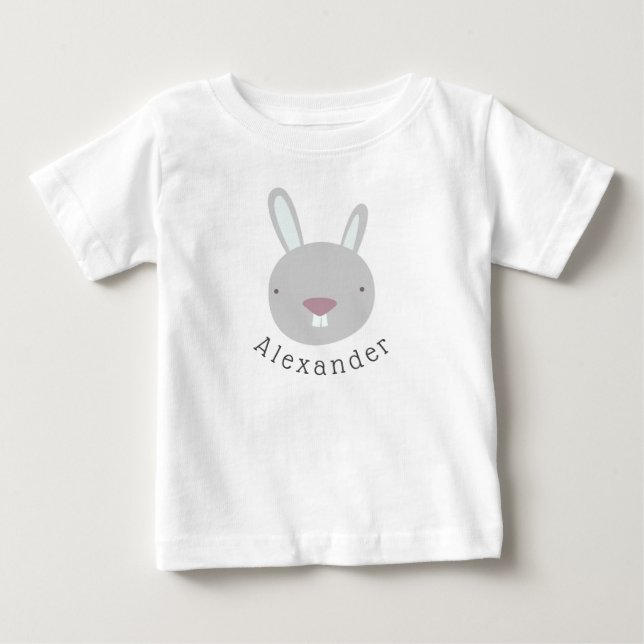 Customisable Name Cute Rabbit Baby T-Shirt (Front)