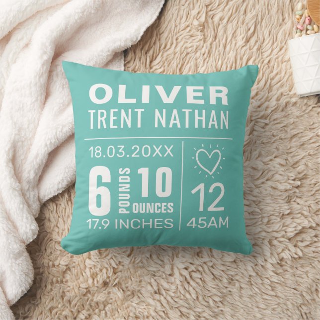 Customisable name details nursery cushion Pillow (Blanket)