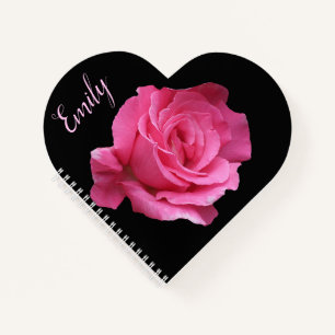 Customisable name Emily pretty pink rose floral Notebook