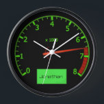 Customisable name gearhead car Fan Wall Clock<br><div class="desc">A hand drawn rev counter on a car approaching maximum,  great gift for car lovers and car fanatics,  gearheads and petrolheads</div>